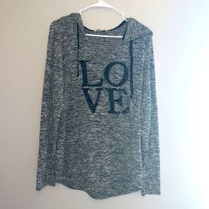 Large Heathered Grey thin pullover hoodie